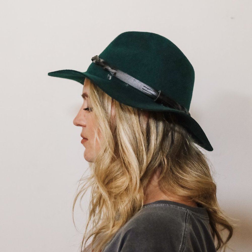 forest green floppy hat